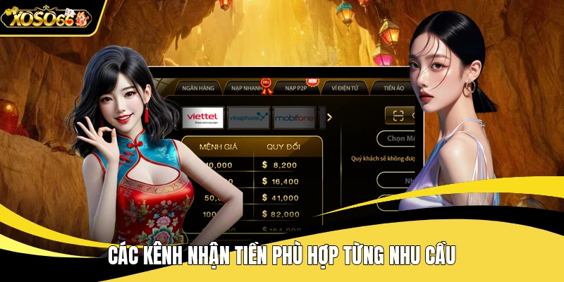 Các kênh nhận tiền phù hợp từng nhu cầu