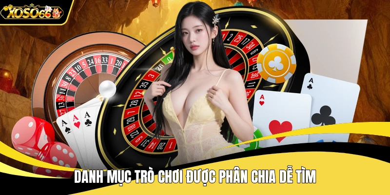 Danh mục trò chơi được phân chia dễ tìm